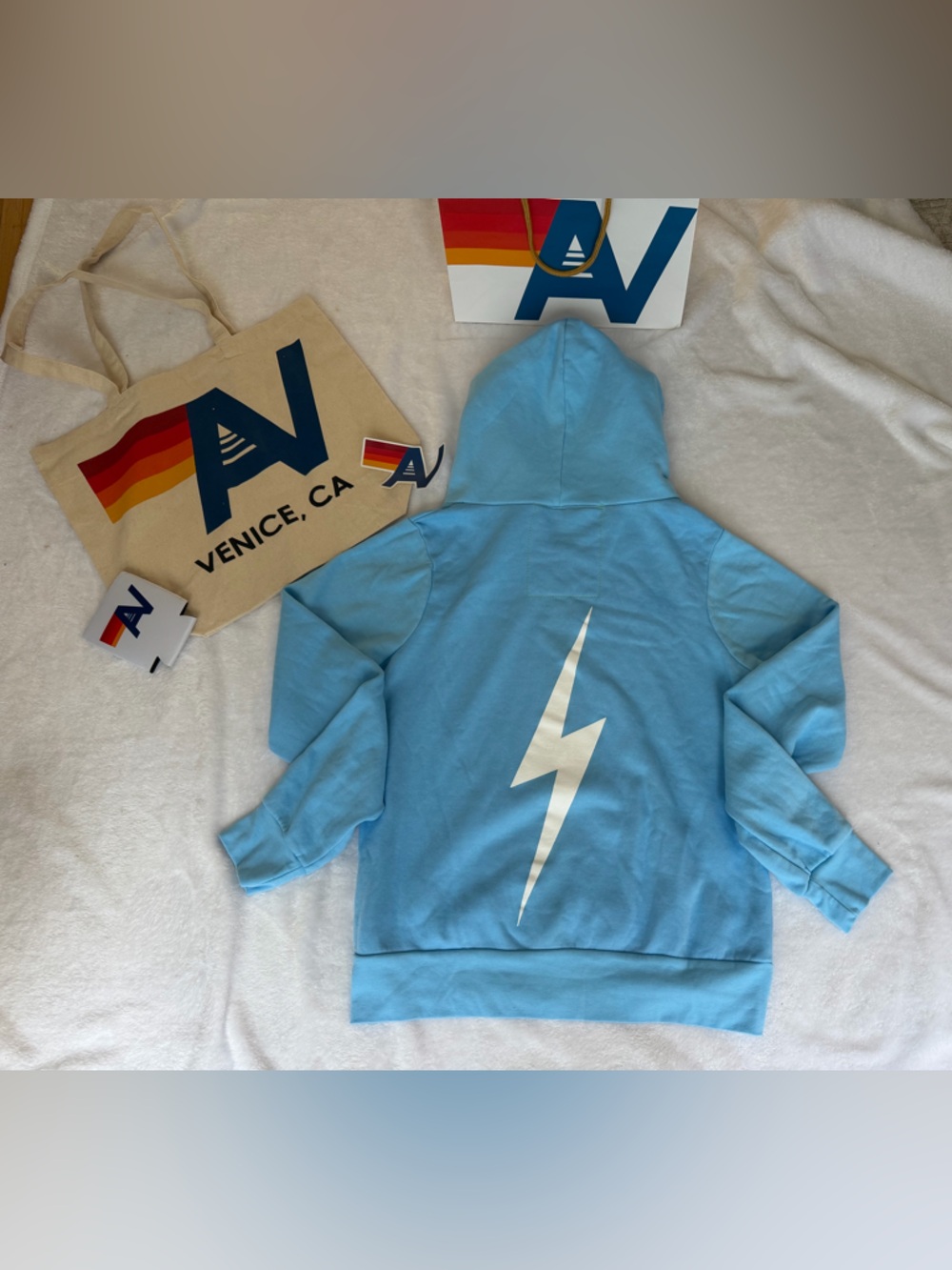 NWT AVIATOR NATION Bolt Hoodie - Royal Size Medium RARE + Tote Bag